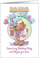 Ice Cream Bear Birthday Invitation card