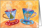 Holiday Mugs with Christmas Tree and Menorah card