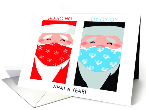 Santa and Rabbi Interfaith Holiday Face Masks card (1691266)
