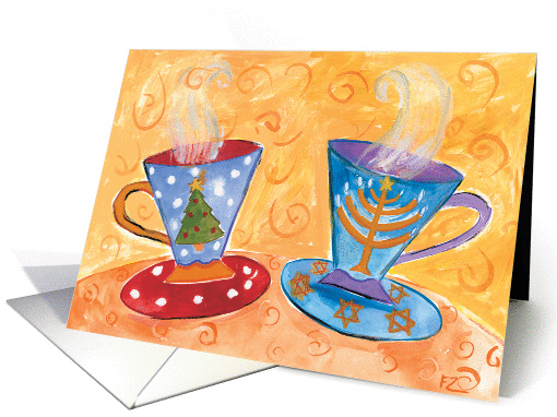 Holiday Mugs with Christmas Tree and Menorah card (925997)