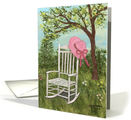 Rocking Chair-Pink hat-outdoors-garden card (625135)