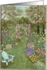 Garden Path, lawn chair, arbor, flowers, outdoors card