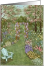 Garden Path, lawn chair, arbor, flowers, outdoors Earth Day card