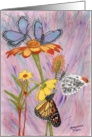Orange and Yellow flowers, Butterflies,outdoors card