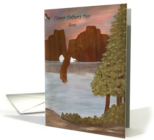 Father's Day-Son-eagle-mountains-water-outdoors-wildlife-nature card