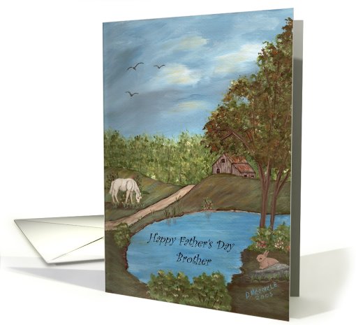 Father's Day-Brother-horse-water-rabbit-farm-outdoors-nature card