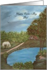 Father’s Day-Dad-horse-water-rabbit-farm-outdoors-nature card