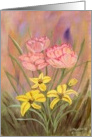 Pink and Yellow flowers, blank note card