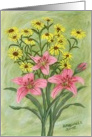 Yellow and Pink Flowers, Blank Note Card