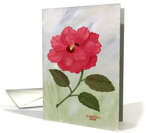 Red Hibiscus- flower-blank note card (638528)
