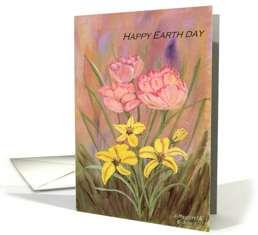 Pink and yellow flowers,outside,garden,nature,Earth Day card (642880)