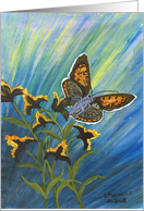 Yellow Butterfly on Flowers, blank note card
