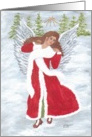 Angel walking in the Snow, note card