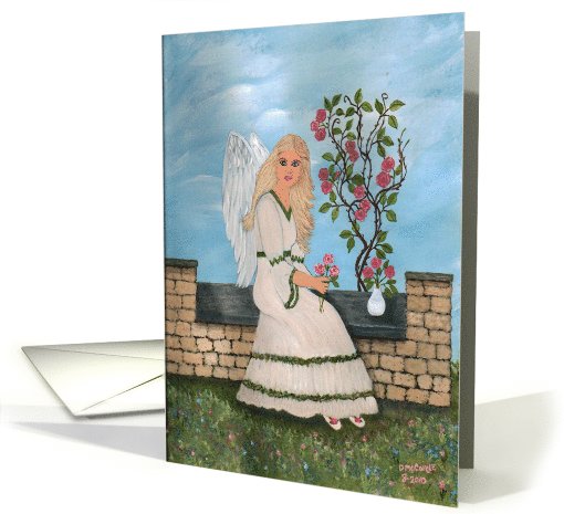 Angel on Garden Seat, blank note card (668821)