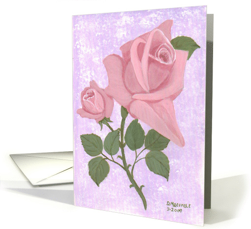 Pink Rose and Bud, note card (830915)