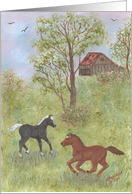 Horses on the Farm, note card