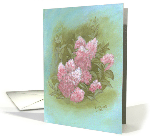 Pink Crepe myrtal, still life, note card (830918)