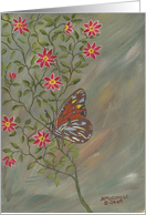 Red Flowers and Butterfly, nature, note card
