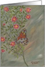 Red Flowers and Butterfly, nature, note card