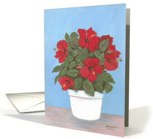 Red Hibiscus in White Pot card (945365)