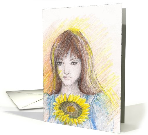 A Girl with the Sun Flower card (637067)