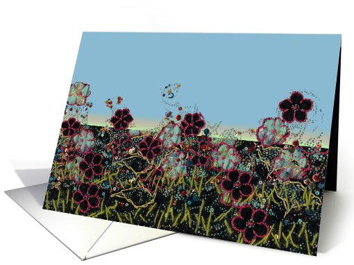 Patchwork Embroidery Flower Mix, blank note card (648926)