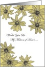 Be my maid of honor ink panting yellow daisy flowers card