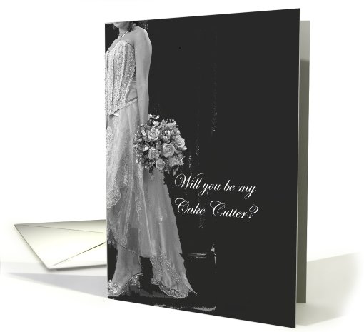 Will you be my Cake Cutter Bride and Rose Bouquet card (804461)