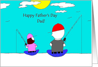 Father’s Day special moments. Man & girl fishing card