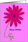 Happy Birthday Mom. Bright Pink Flower. card