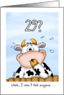 29th Birthday- Humorous Card with surprised cow card