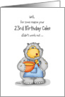 23rd Birthday- Humorous Card with baking Hippo card