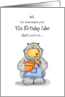 42nd Birthday- Humorous Card with baking Hippo card