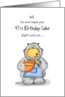 47th Birthday- Humorous Card with baking Hippo card