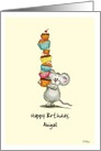 Happy Birthday Abigail - Personalize with name - Cute Mouse with cupcakes card