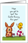 Chick is spotting the Easter Bunny - Humorous Easter Card