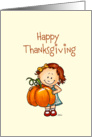 Cute Girl with a Big Pumpkin - Cute Thanksgiving Card