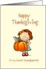 Girl with Big Pumpkin - Happy Thanksgiving to my sweet Grandparens card
