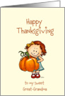 Girl with Big Pumpkin - Happy Thanksgiving to my sweet Great-Grandma card