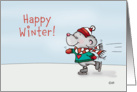 Happy Winter Card - Cute Iceskating Mouse with scarf card