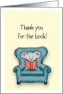 Thank you for the Book - Little Mouse with book in armchair. card