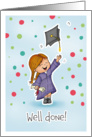 Well done! - Graduation Girl throwing her graduation hat. card