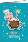 Happy Birthday - General - Pig and Mouse with Cupcake and Candle card