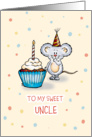 Sweet Uncle - Cute Birthday Card with little mouse and cupcake card