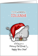 Wishing you a meowy Christmas - Cat Holiday Card for colleague card