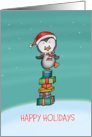 Holiday Greetings - General Christmas Card - Penguin Holiday Card