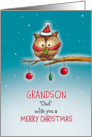 Grandson - Owl wish you Merry Christmas card