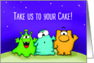 Take us to your cake - Alien Birthday Card