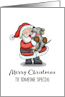 Santa and Puppy Merry Christmas to someone special card