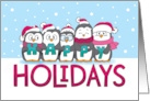 Happy Holidays Penguins Holding H A P P Y Letters card